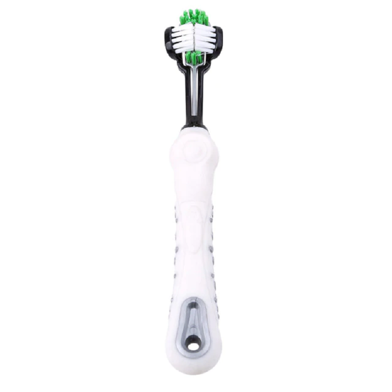 Triple-Sided Dog Toothbrush for Dental Care and Tartar Removal