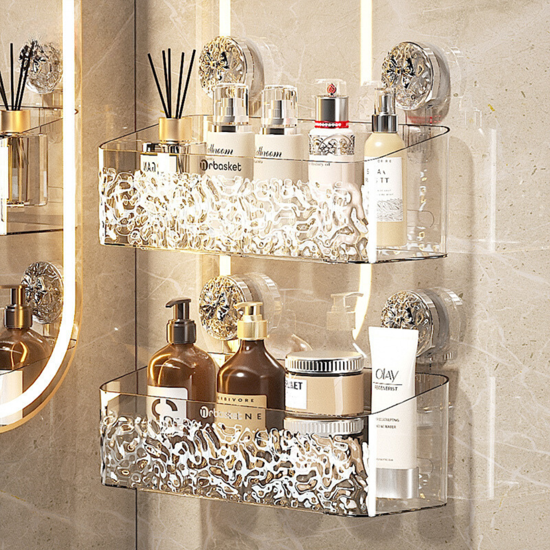 Luxury Suction Cup Shelf with Glacier Pattern - Last Day Discount