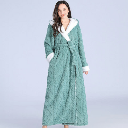 Hooded Robe with Wind-Resistant and Absorbent Features