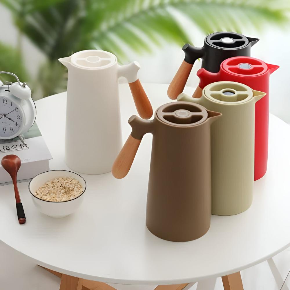 1L Thermal Carafe with Insulation and Wooden Grip