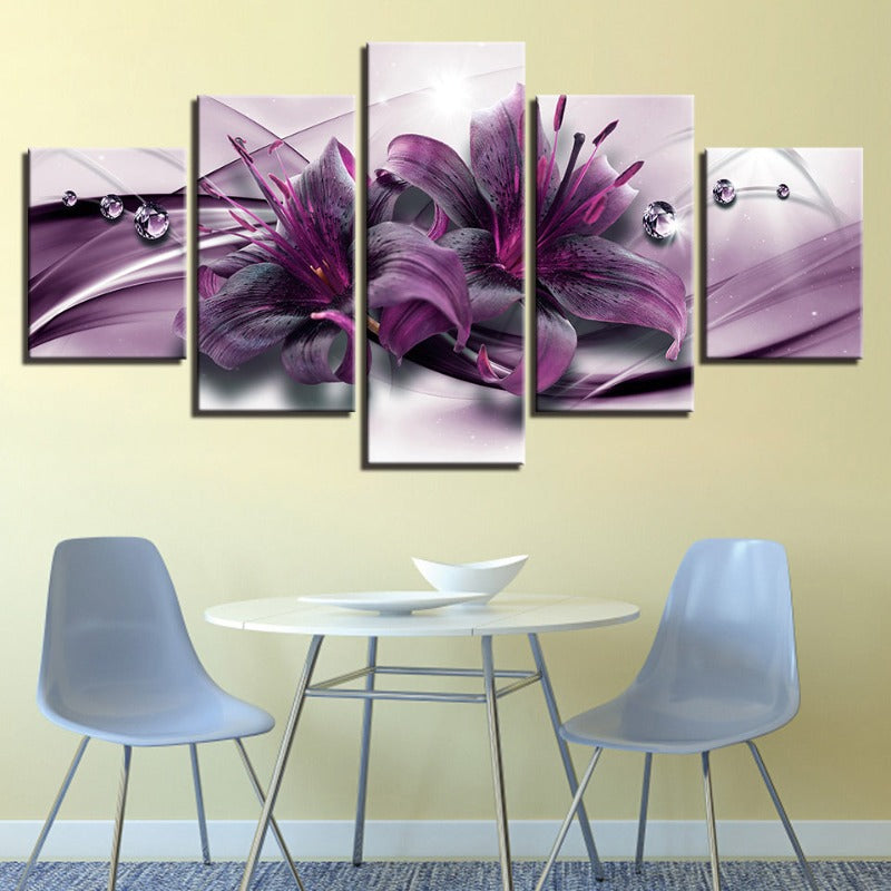 Vibrant Floral Canvas Art Set - 5 Piece Collection