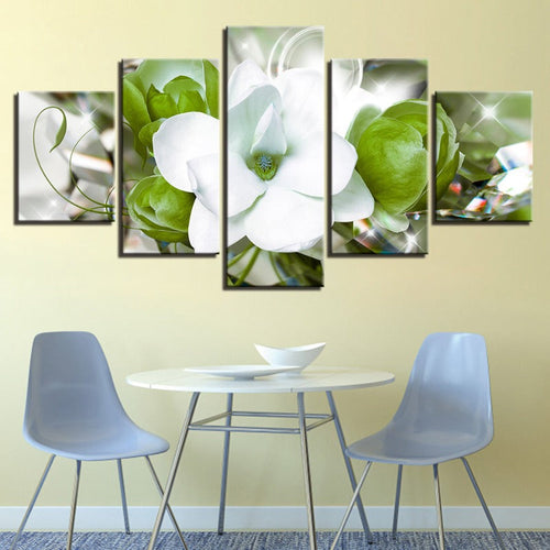 Vibrant Floral Canvas Art - 5 Panel Wall Décor