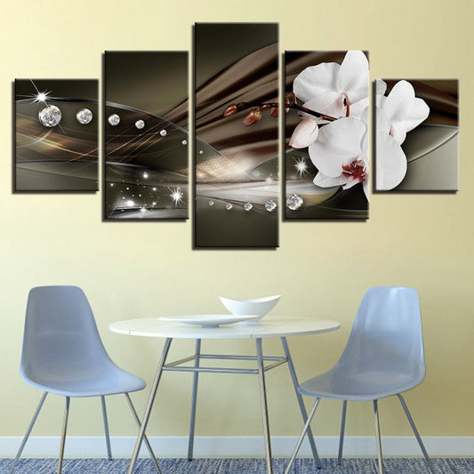 Elegant Floral Canvas Art Set on Dark Background