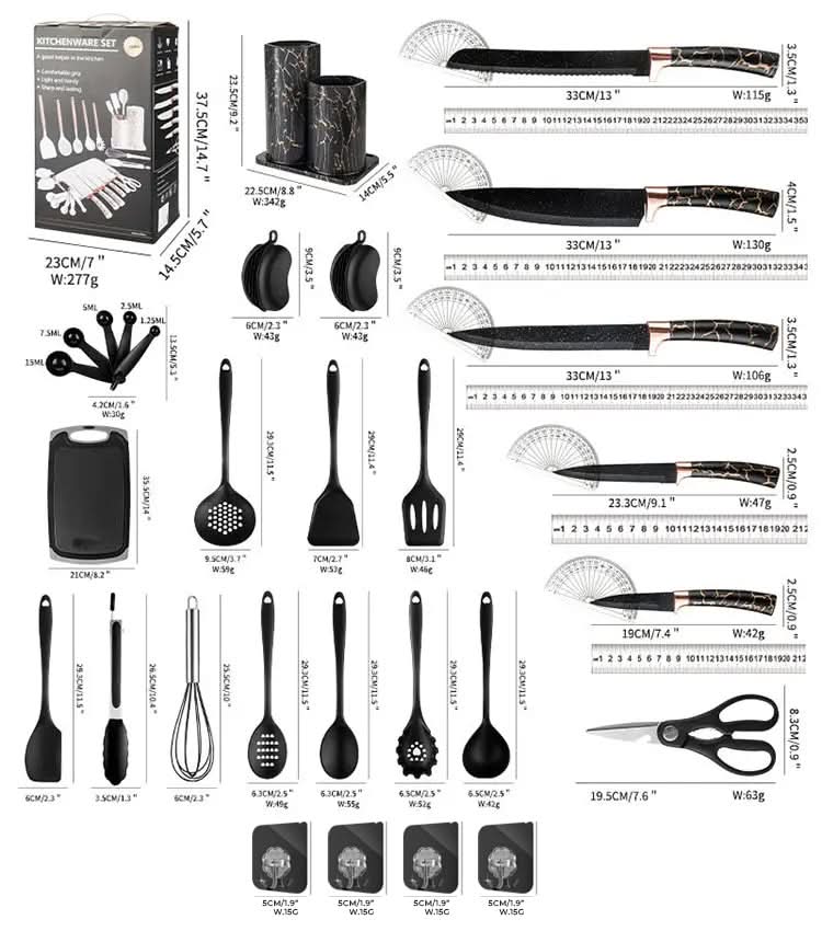 29-Piece Kitchen and Knife Set for Chefs