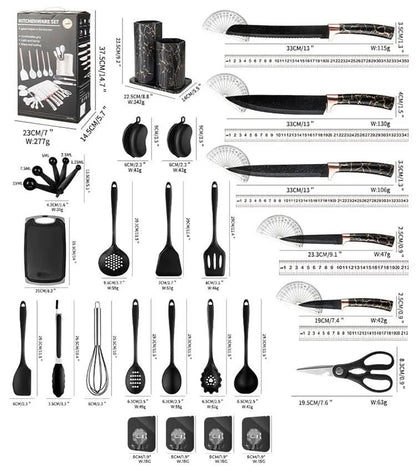 29-Piece Kitchen and Knife Set for Chefs