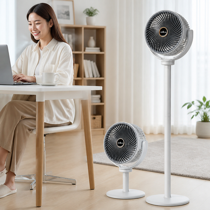 Versatile Height-Adjustable Floor Fan with USB-C Charging