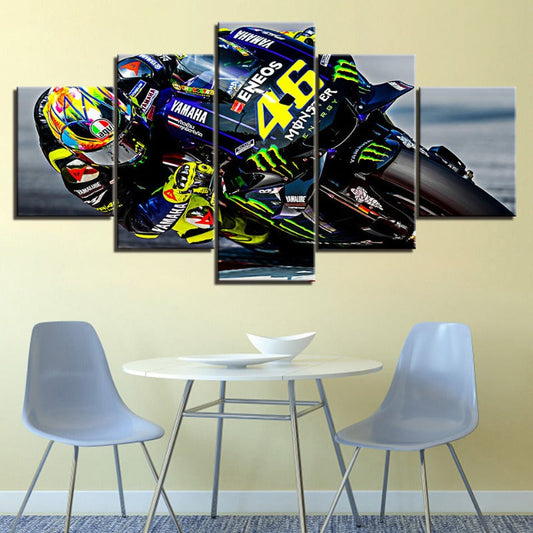 Dynamic Motorcycle Racing Canvas Art - 5 Panel Set