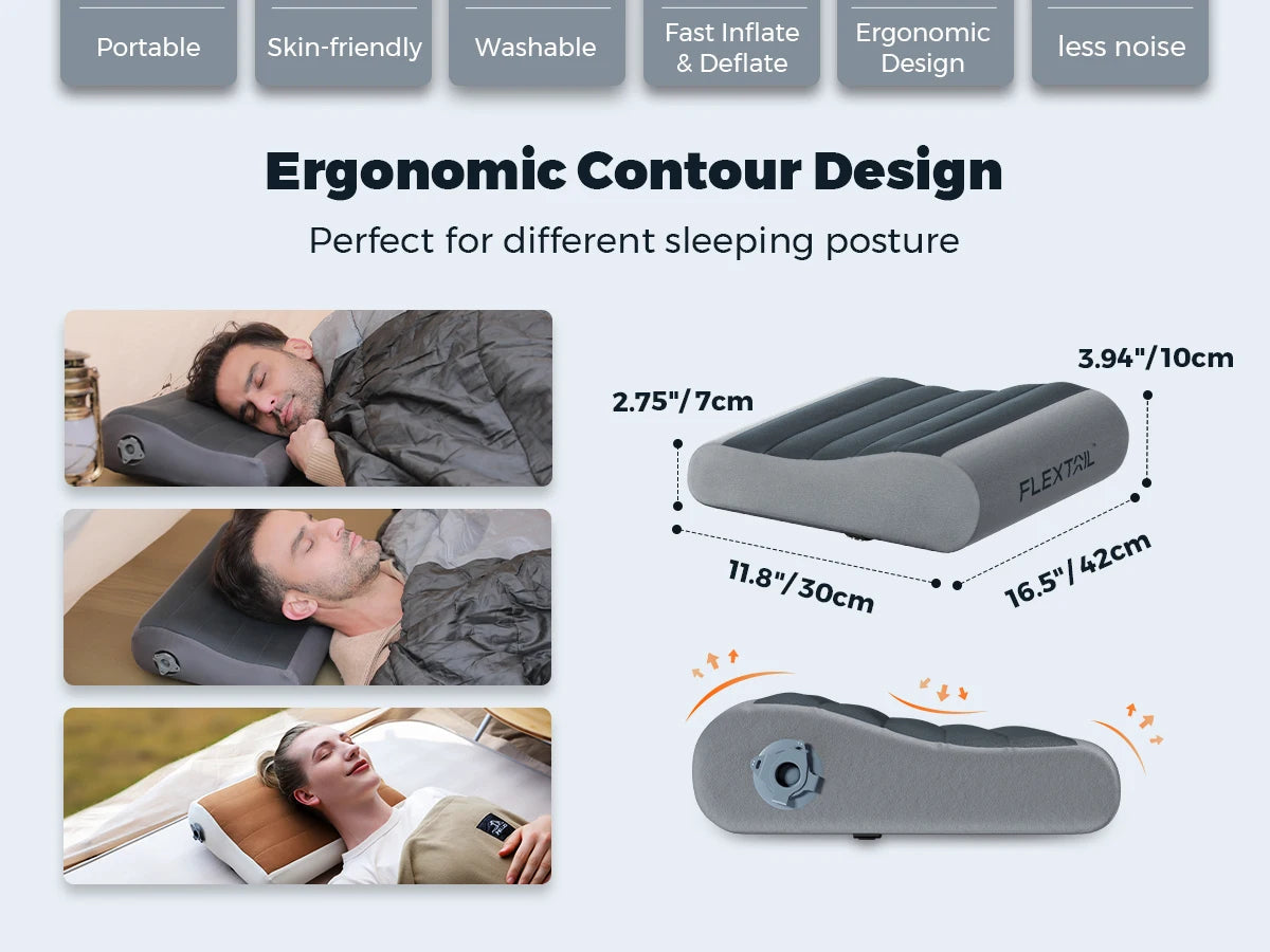 Travel Pillow with Adjustable Height | Ergonomic Neck Support & Compact Design