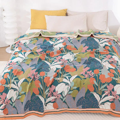 Nature-Inspired Soft Cotton Layering Blanket