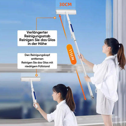 Extendable Window Cleaner with Dual Wiper System for Streak-Free Shine