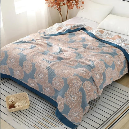 Serene Floral Cotton Throw Blanket for Year-Round Comfort