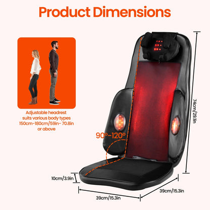 Vibrating Back Cushion with Heat – Full-Body Massager for Chair, Neck, Waist, Hips