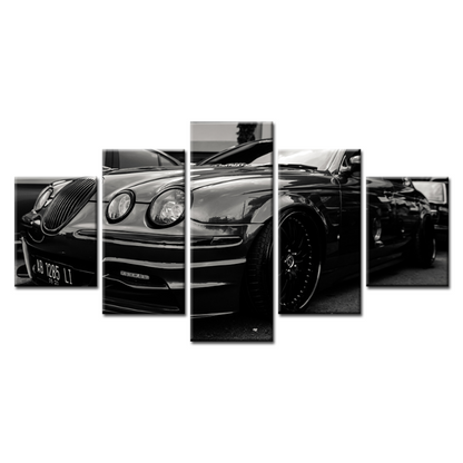 5-Piece Retro Car Canvas Wall Art with Triple Headlights