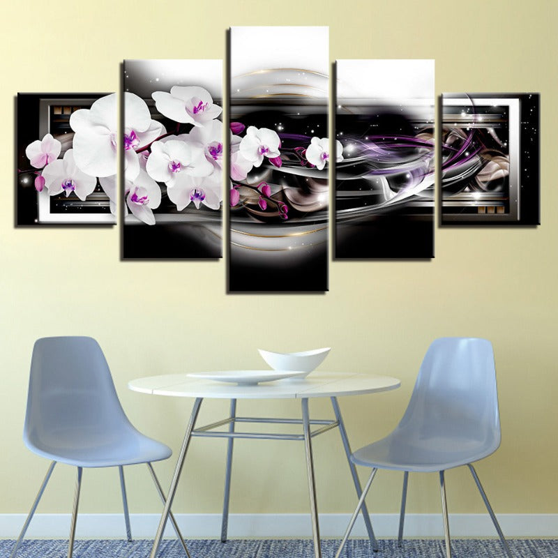 Vibrant Floral Canvas Art Set - 5 Panel Wall Décor