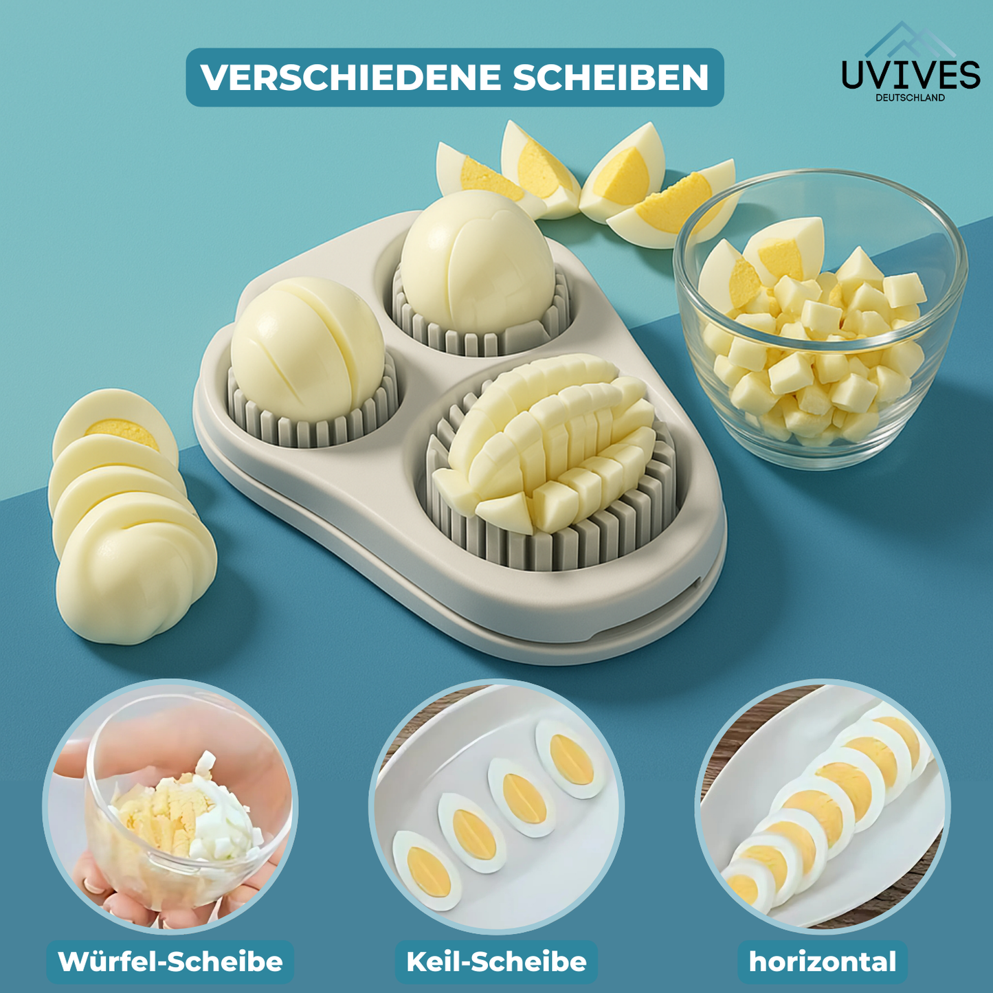 3-in-1 Egg Slicer – Versatile Egg Cutter and Chopper