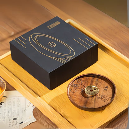 Elegant Wood and Copper Incense Stand for Serenity