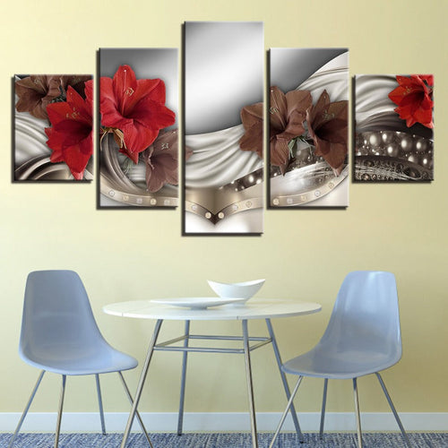 Stunning 5-Piece Canvas Art Set Featuring Hibiscus Blooms