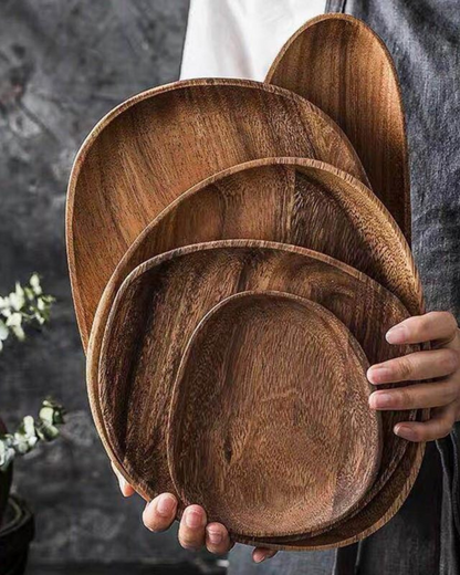 Rustic Wooden Platter Set – Natural Serving Tray for Kitchen Decor
