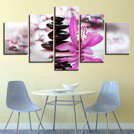 Stunning Five-Piece Canvas Art with Blooming Flower