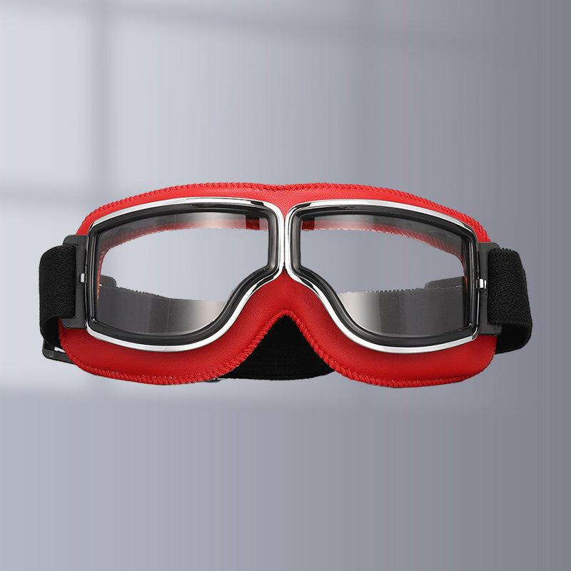 Vintage Motorcycle Goggles with Interchangeable Lenses and Padded Comfort