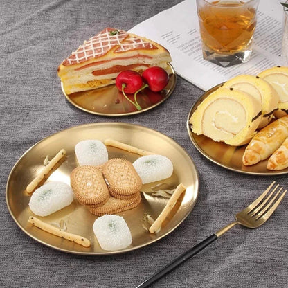 Elegant Gold-Finish Stainless Steel Serving Platters