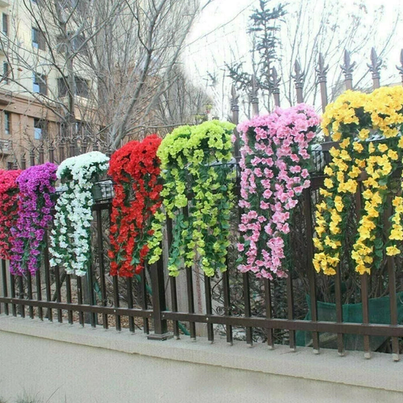 Hanging Basket with Vibrant Artificial Flowers