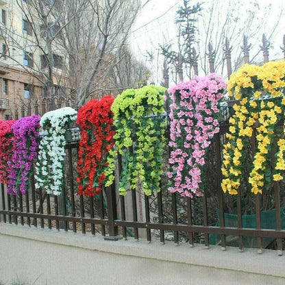 Hanging Basket with Vibrant Artificial Flowers