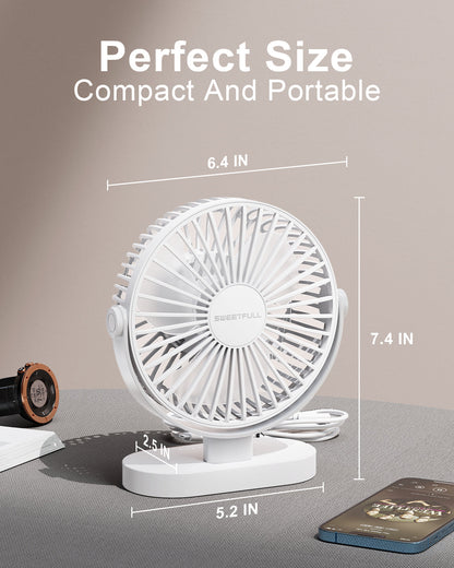 6.5 Inch Portable USB Desk Fan for Home, Office, Car, and Travel