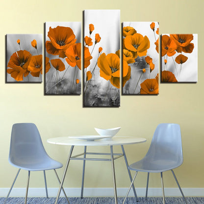 Vibrant Floral Canvas Art Set - 5 Panel Decorative Wall Decor