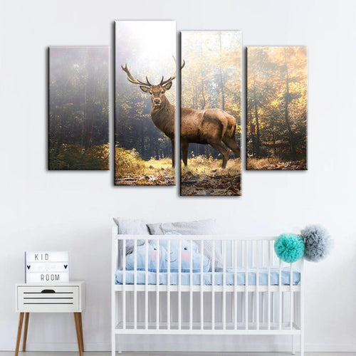 Serene Forest Majesty: 4-Piece Canvas Wall Art Set