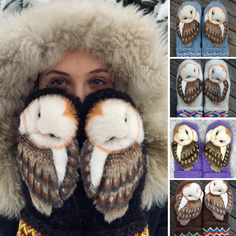 Handcrafted Winter Gloves with Adorable Owl Design