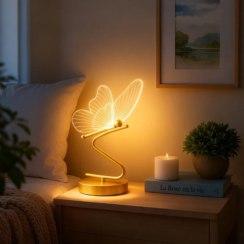Versatile Table Lamp with Butterfly Wings Design