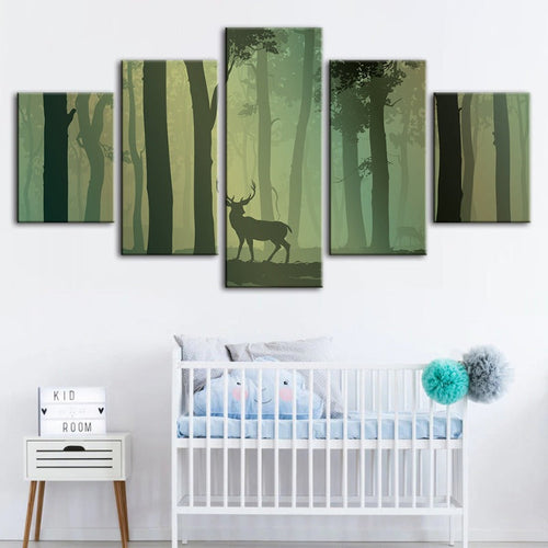 Serene 5-Piece Deer Silhouette Canvas Art Set