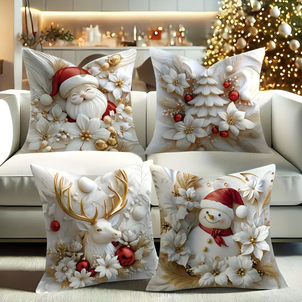 Festive Velvet Cushion Covers | Set of 4 for Holiday Cheer