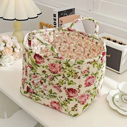 Elegant Floral Fabric Organizer Basket