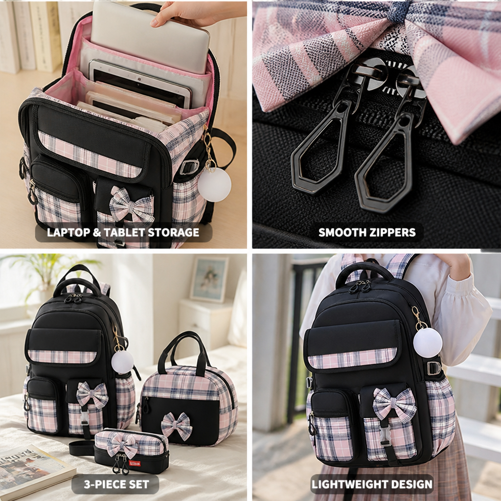 Spacious 3-Piece Tech Backpack Collection for Laptops & Tablets