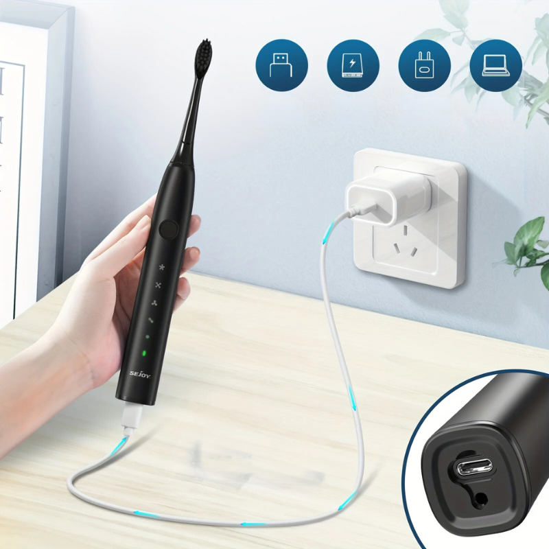 Sonic Rechargeable Toothbrush with 5 Settings and 8 Replacement Heads