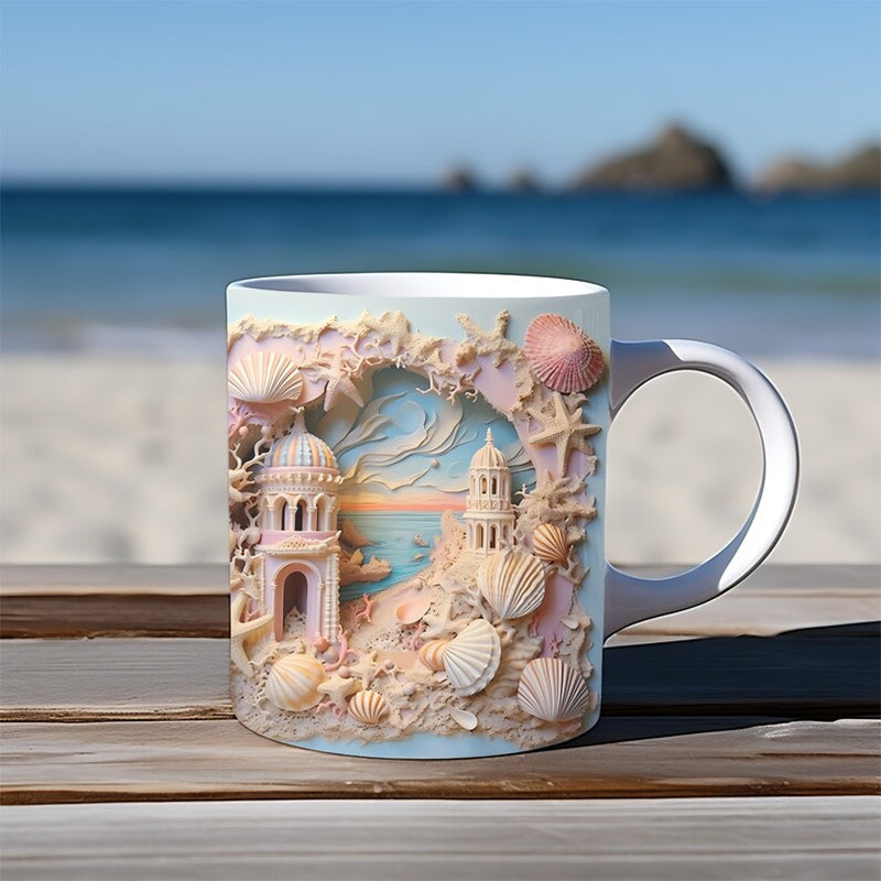 Coastal Serenity 3D Ceramic Coffee Mug