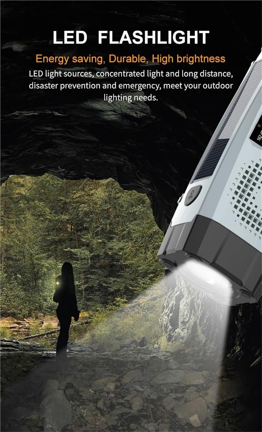 Emergency Radio with Hand Crank, LED Light & SOS Alert