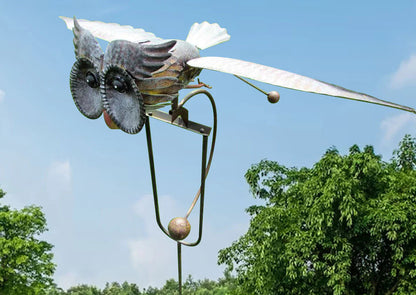 Metal Twirling Wind Spinner for Garden with Ground Stake – Weatherproof Decor