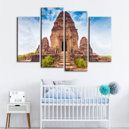 4-Piece Canvas Wall Art Set - Ancient Temple Design