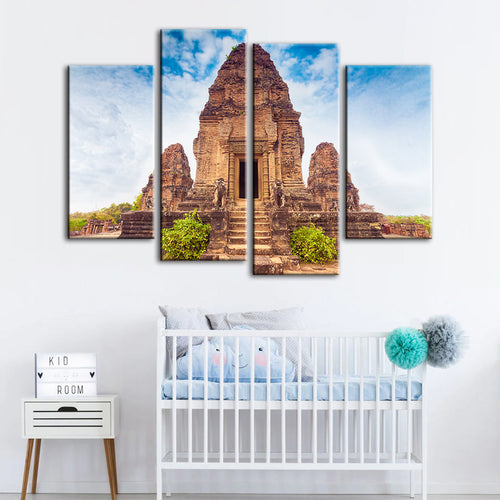 4-Piece Canvas Wall Art Set - Ancient Temple Design