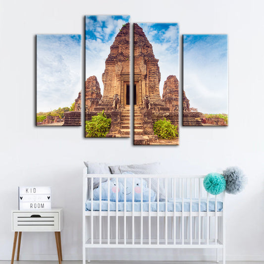 4-Piece Canvas Wall Art Set - Ancient Temple Design