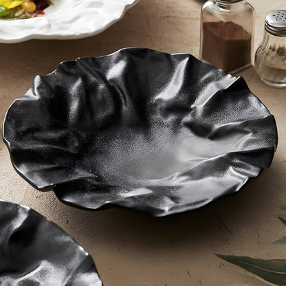 Elegant Crinkle Design Ceramic Dining Plate