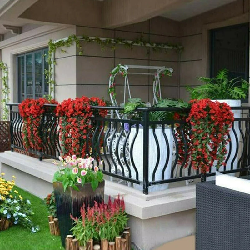 Hanging Basket with Vibrant Artificial Flowers