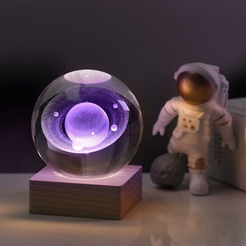 Night Light with 3D Galaxy Crystal Ball Design