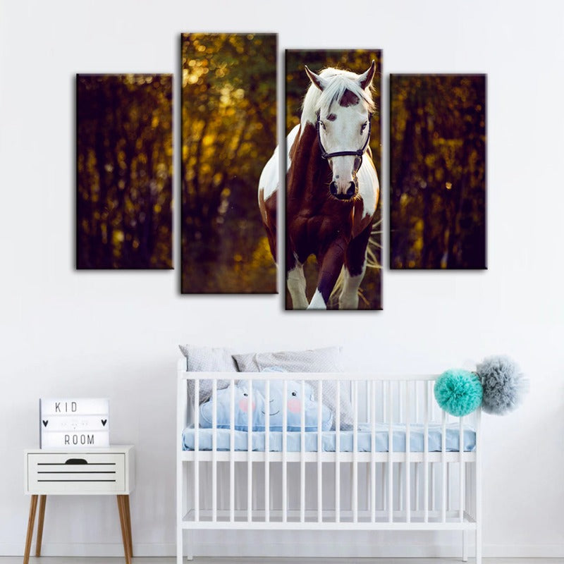 Serene Equine Elegance - 4 Piece Canvas Wall Art