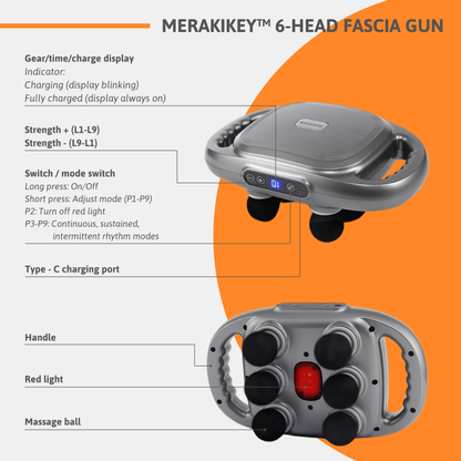 High-Frequency Muscle Massager with 6 Heads for Pain Relief