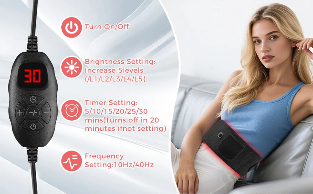 Infrared Light Therapy Wrap for Pain Relief – 660nm & 850nm Belt for Back, Waist, Shoulders & Joints