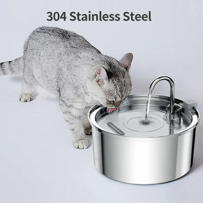 Stainless Steel Cat Water Fountain - 3L Capacity